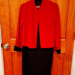 Little black dress with power red accents & jacket